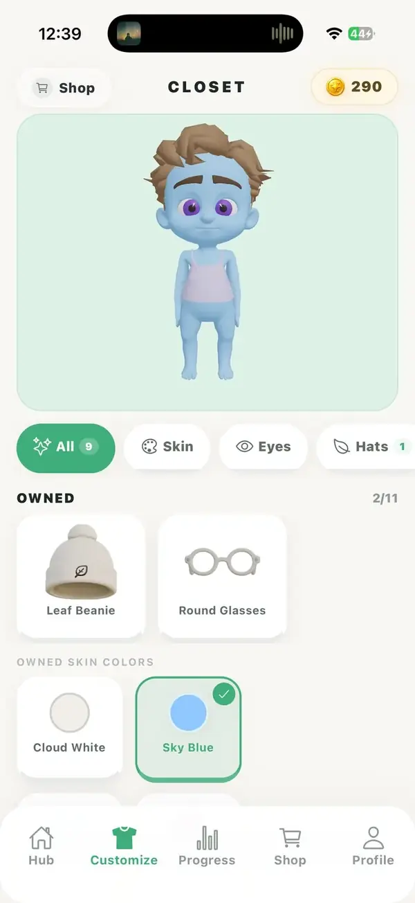 Closet screen for customizing your companion's look